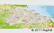 Shaded Relief Panoramic Map of Kangwon, physical outside