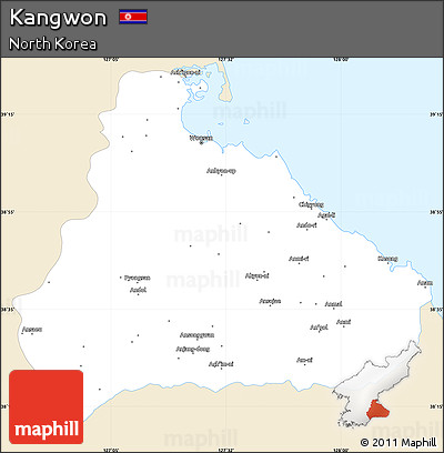 Classic Style Simple Map of Kangwon, single color outside