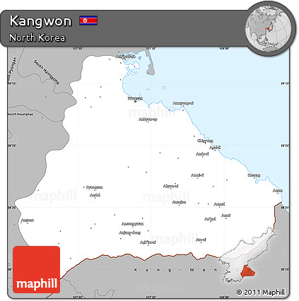 Gray Simple Map of Kangwon