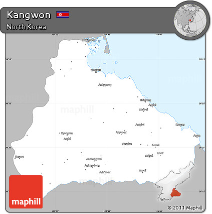 Gray Simple Map of Kangwon, single color outside