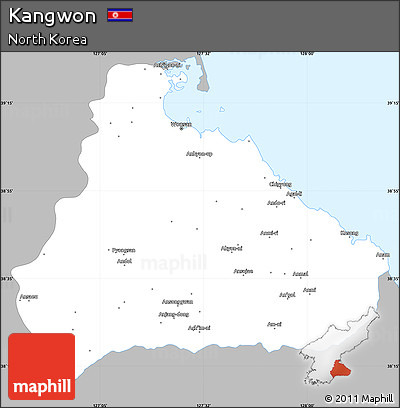 Gray Simple Map of Kangwon, single color outside