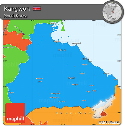 Political Simple Map of Kangwon