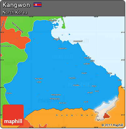 Political Simple Map of Kangwon
