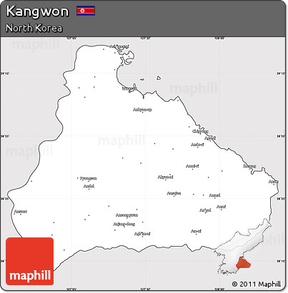 Silver Style Simple Map of Kangwon, cropped outside