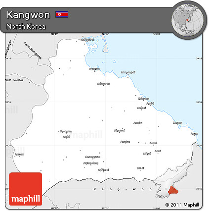 Silver Style Simple Map of Kangwon