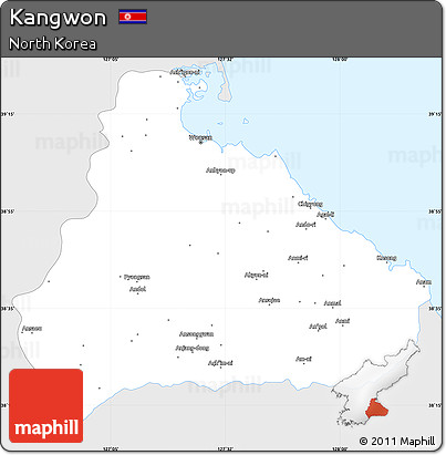 Silver Style Simple Map of Kangwon, single color outside