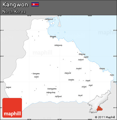 Silver Style Simple Map of Kangwon, single color outside