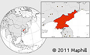 Blank Location Map of North Korea, highlighted continent