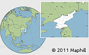 Blank Location Map of North Korea, savanna style outside