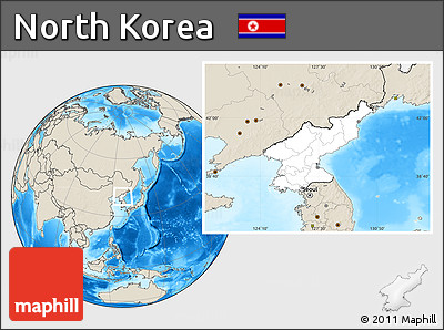 Blank Location Map of North Korea, shaded relief outside
