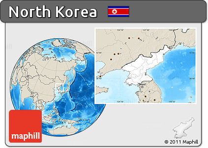Blank Location Map of North Korea, shaded relief outside