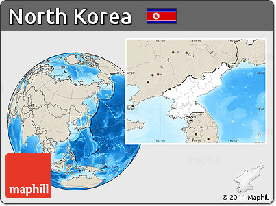 Blank Location Map of North Korea, shaded relief outside