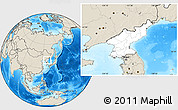 Blank Location Map of North Korea, shaded relief outside