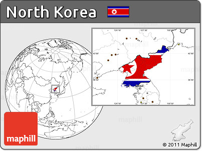 Flag Location Map of North Korea, blank outside