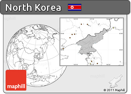 Gray Location Map of North Korea, blank outside