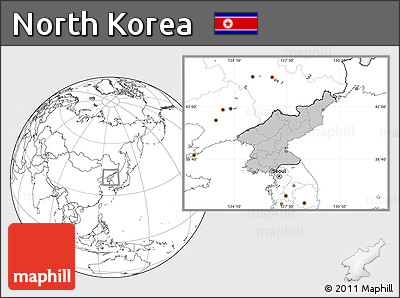 Gray Location Map of North Korea, blank outside