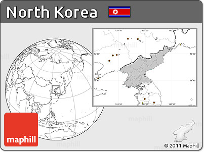 Gray Location Map of North Korea, blank outside