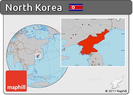 Gray Location Map of North Korea
