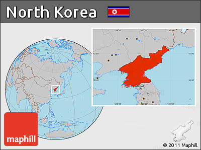 Gray Location Map of North Korea
