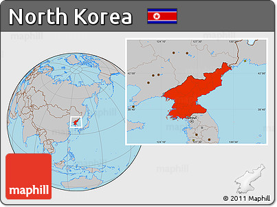 Gray Location Map of North Korea