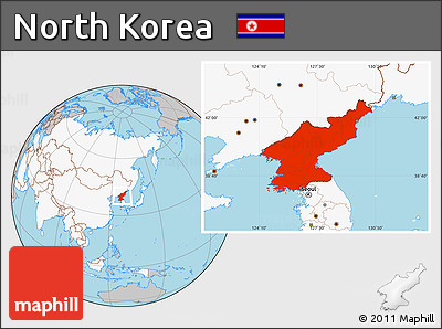 Gray Location Map of North Korea, highlighted continent