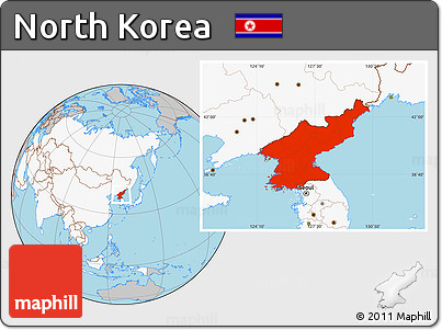 Gray Location Map of North Korea, highlighted continent