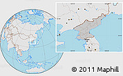 Gray Location Map of North Korea, lighten, desaturated, land only