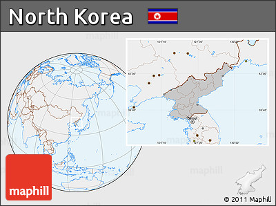 Gray Location Map of North Korea, lighten