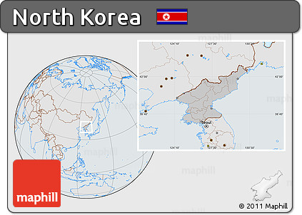 Gray Location Map of North Korea, lighten, semi-desaturated