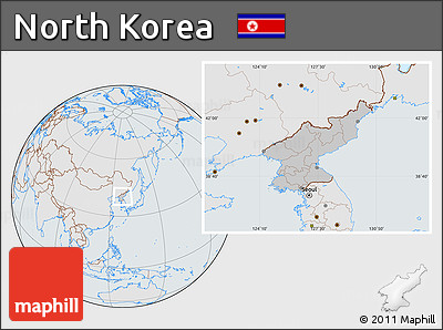 Gray Location Map of North Korea, lighten, semi-desaturated