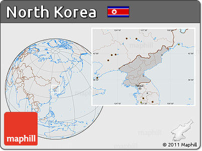 Gray Location Map of North Korea, lighten, semi-desaturated