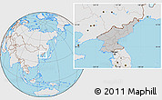 Gray Location Map of North Korea, lighten, semi-desaturated, land only