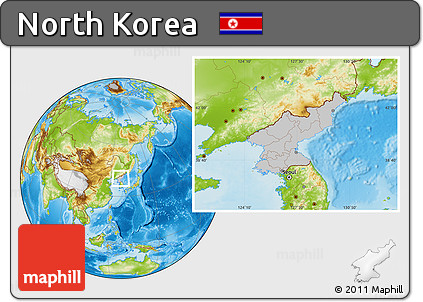 Gray Location Map of North Korea, physical outside