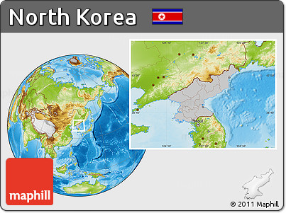 Gray Location Map of North Korea, physical outside