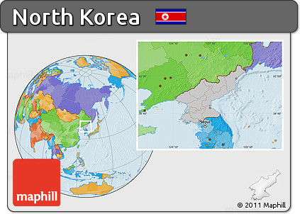 Gray Location Map of North Korea, political outside