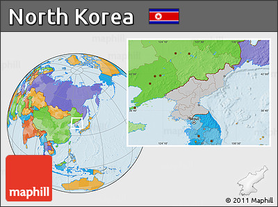 Gray Location Map of North Korea, political outside