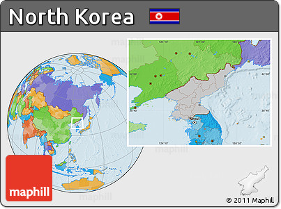 Gray Location Map of North Korea, political outside