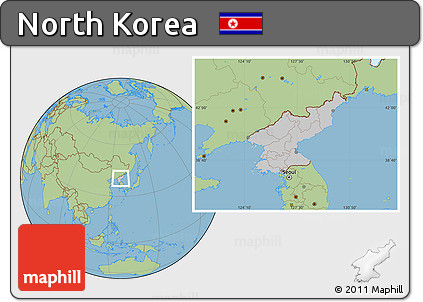 Gray Location Map of North Korea, savanna style outside