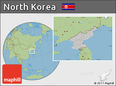 Gray Location Map of North Korea, savanna style outside