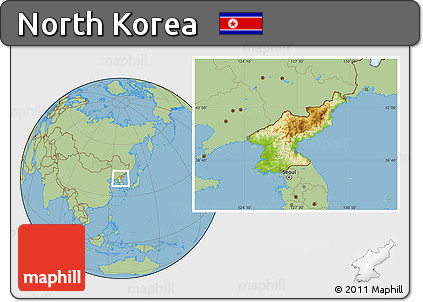 Physical Location Map of North Korea, savanna style outside