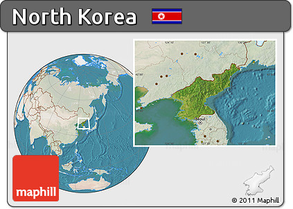 Satellite Location Map of North Korea, lighten, land only