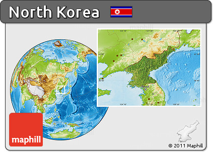 Satellite Location Map of North Korea, physical outside