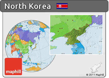 Satellite Location Map of North Korea, political outside