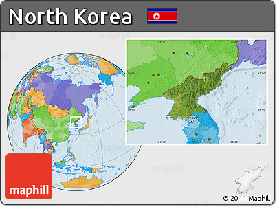 Satellite Location Map of North Korea, political outside