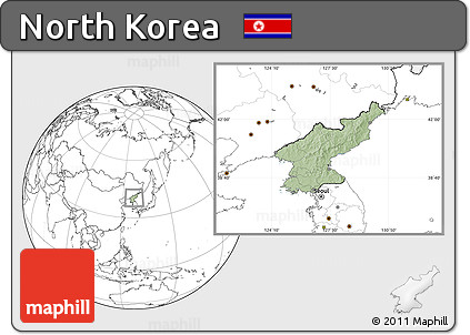 Savanna Style Location Map of North Korea, blank outside, hill shading inside