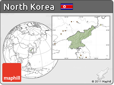 Savanna Style Location Map of North Korea, blank outside, hill shading inside