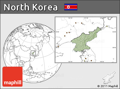 Savanna Style Location Map of North Korea, blank outside, hill shading inside