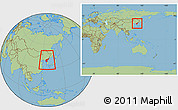 Savanna Style Location Map of North Korea, within the entire continent