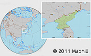 Savanna Style Location Map of North Korea, gray outside
