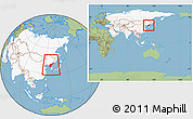 Savanna Style Location Map of North Korea, highlighted continent, within the entire continent